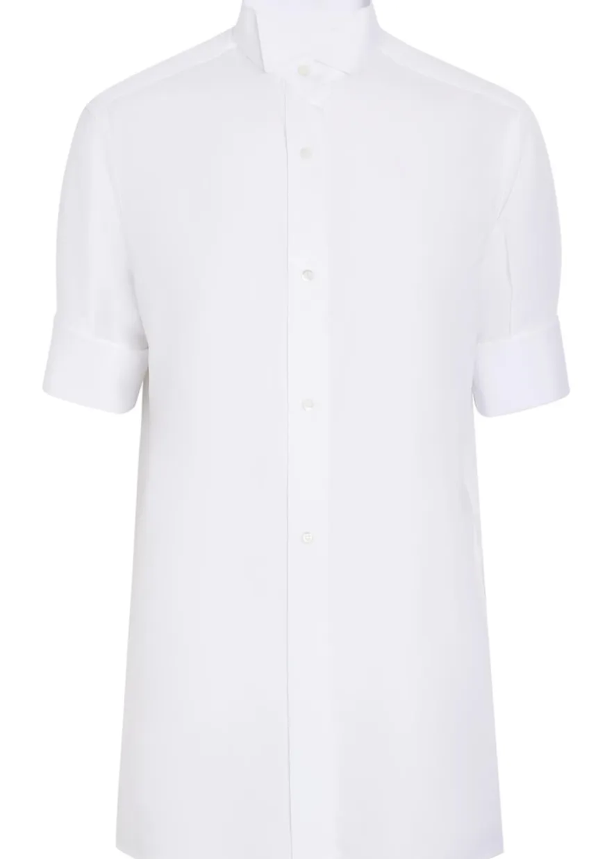 High-neck cotton-poplin shirt