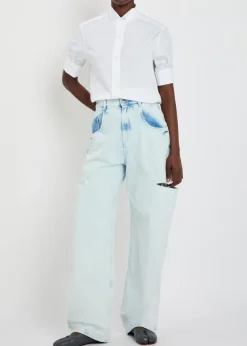 High-neck cotton-poplin shirt