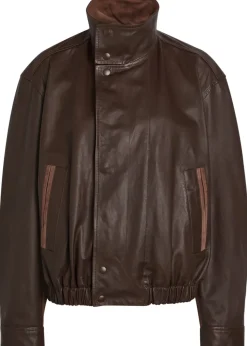 High-neck leather jacket