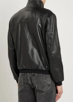 High-neck leather jacket