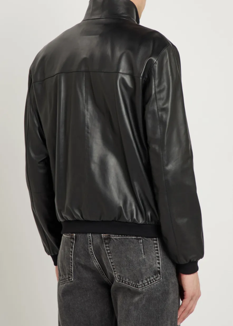 High-neck leather jacket