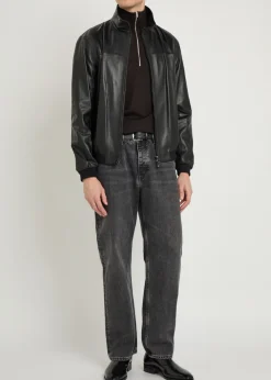 High-neck leather jacket