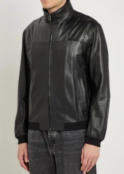 High-neck leather jacket