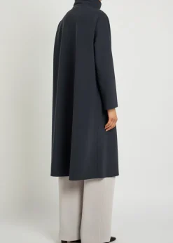 High-neck stretch-polyamide coat