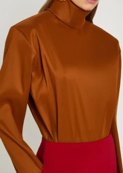 High-neck stretch-silk top