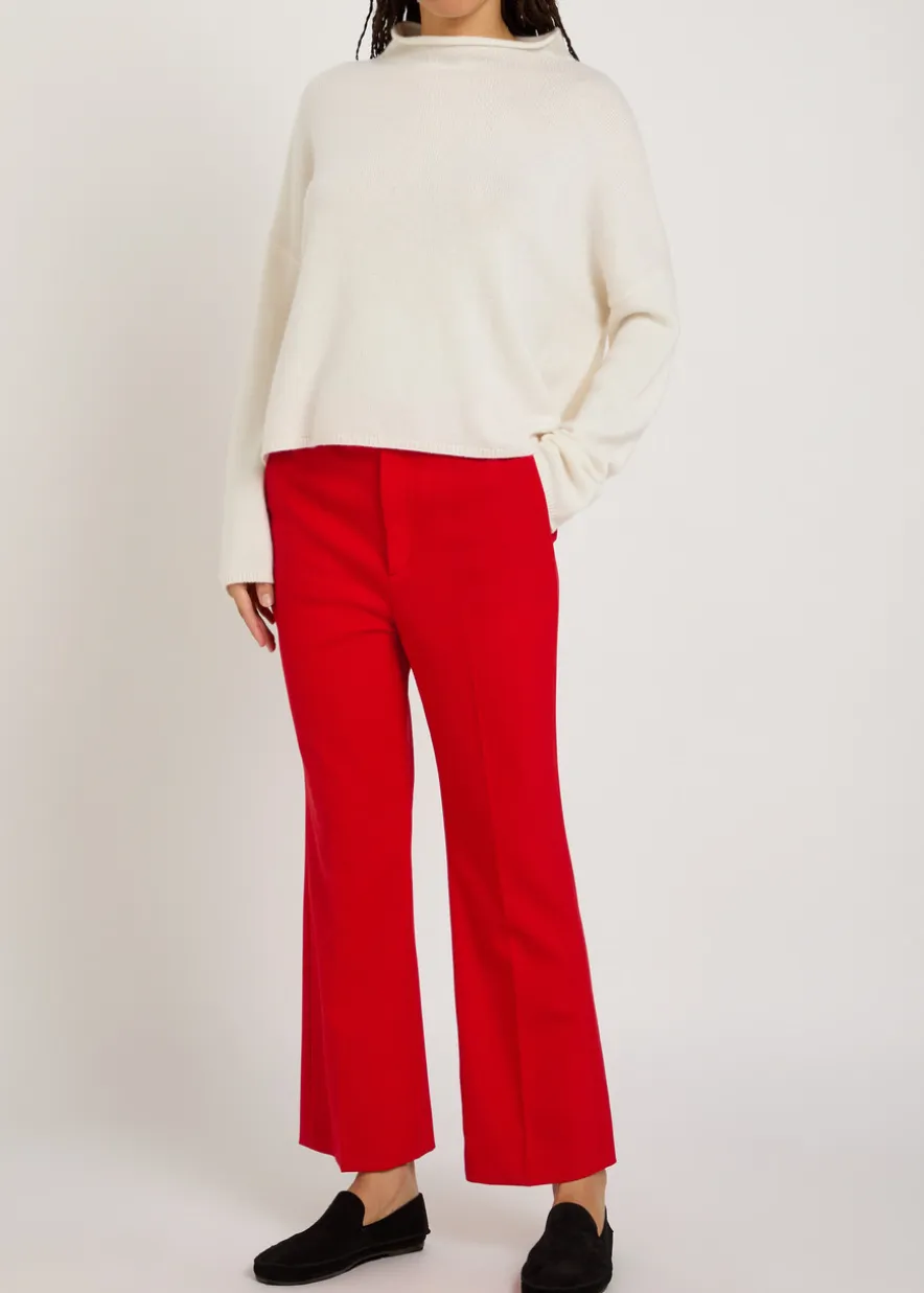 High-waisted stretch-wool trousers