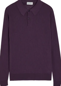 Hodson ribbed merino wool polo shirt
