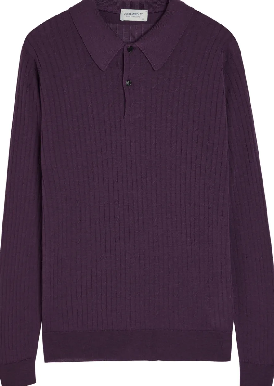 Hodson ribbed merino wool polo shirt
