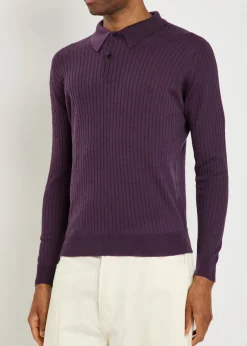 Hodson ribbed merino wool polo shirt