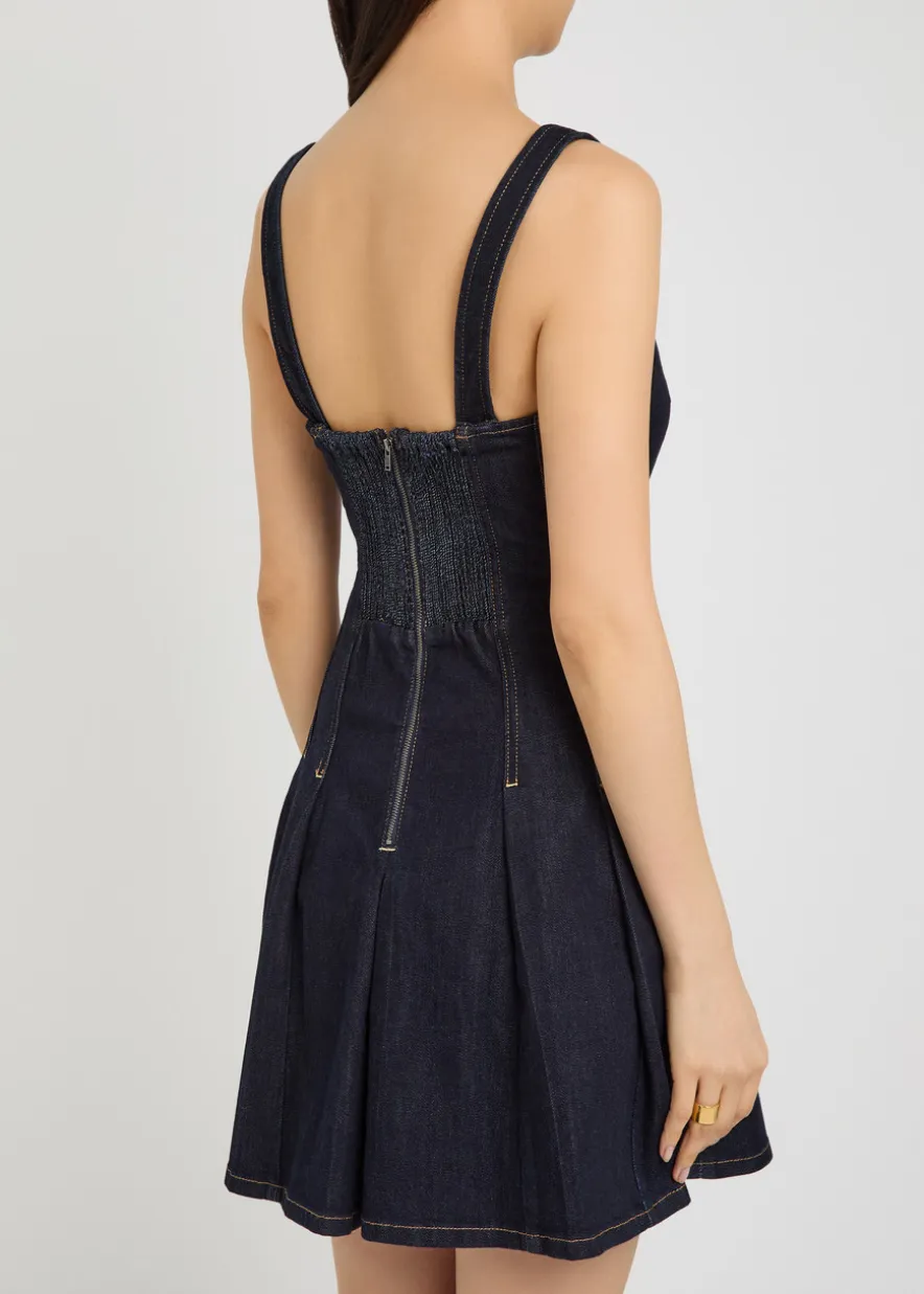 Hollis pleated denim mini dress
