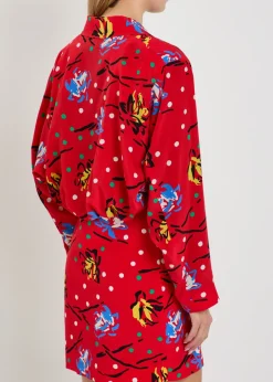 Honeybelle printed silk mini shirt dress
