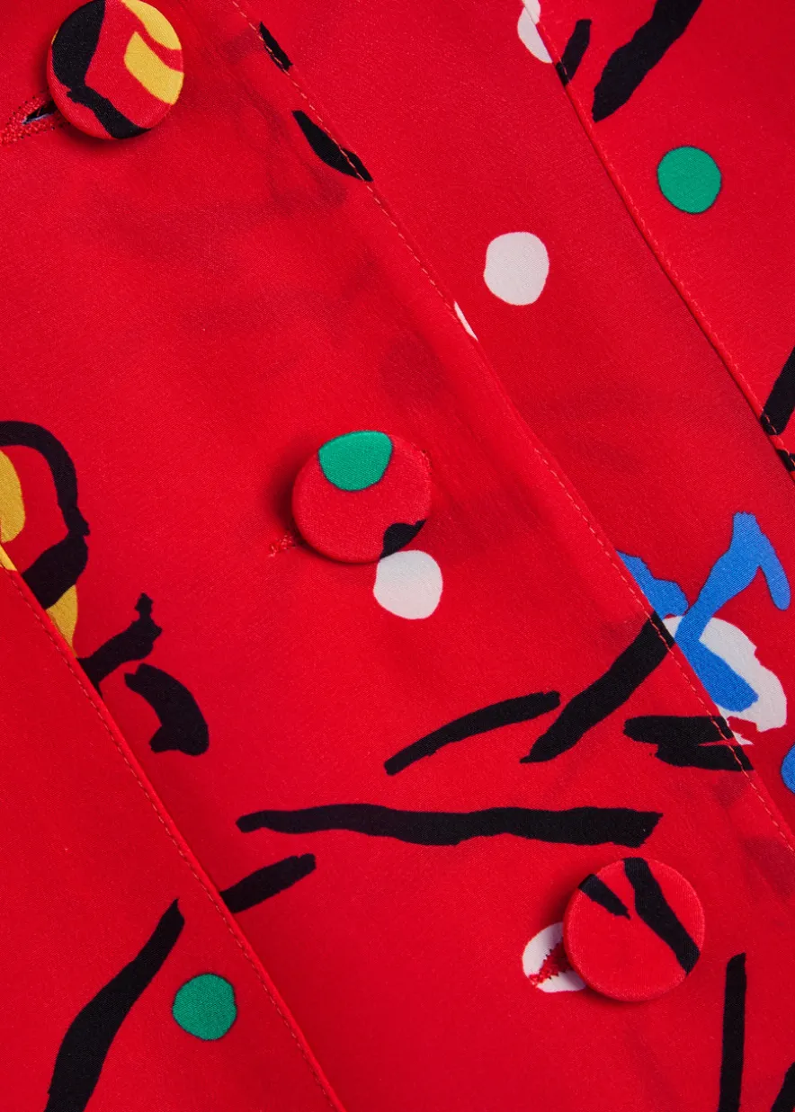 Honeybelle printed silk mini shirt dress