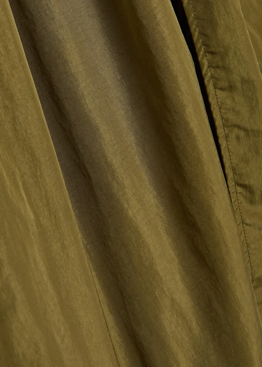 Hooded belted nylon trench