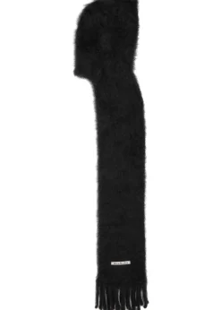 Hooded brushed mohair-blend scarf
