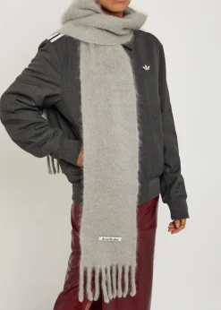 Hooded brushed mohair-blend scarf