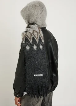 Hooded brushed mohair-blend scarf