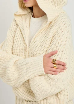 Hooded cashmere and wool-blend cardigan