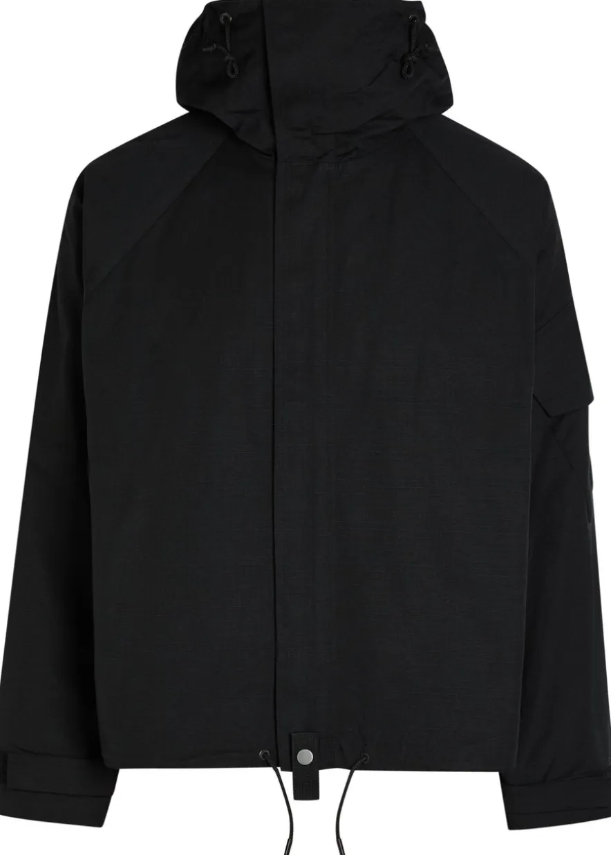 Hooded cotton-blend jacket