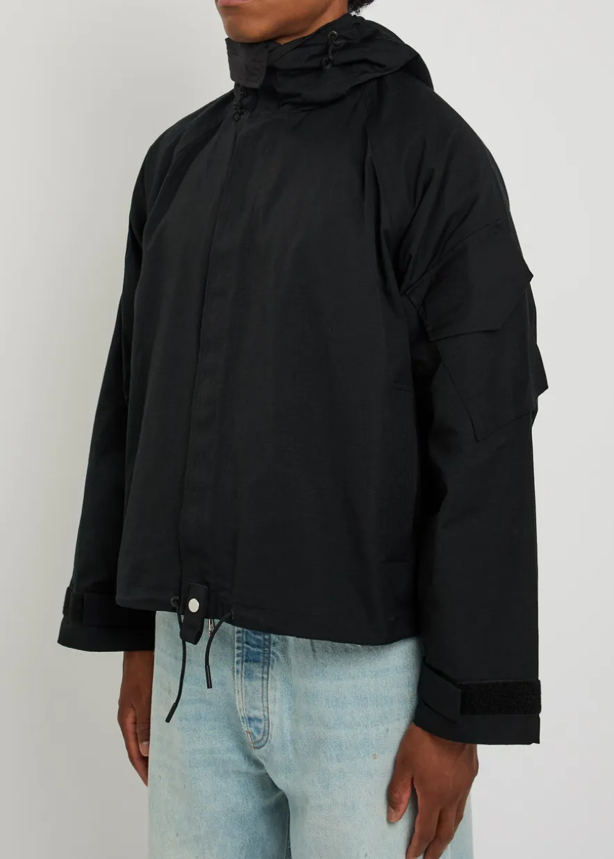 Hooded cotton-blend jacket