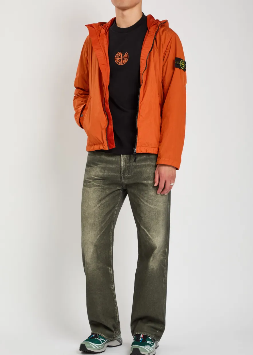 Hooded crinkled nylon jacket