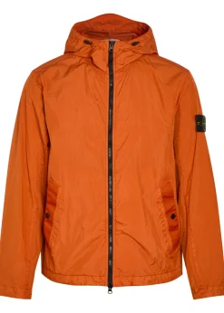 Hooded crinkled nylon jacket