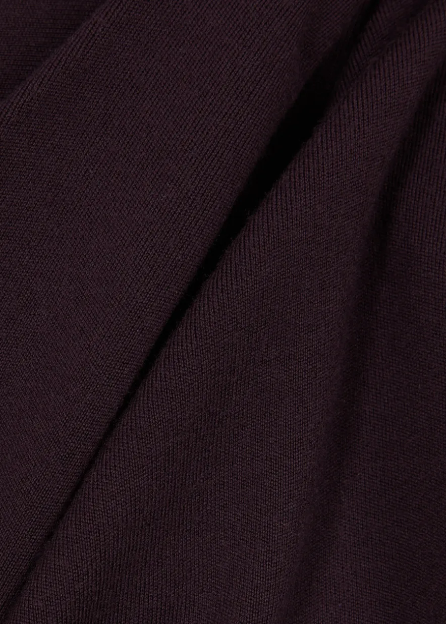 Hooded cross-over wool top