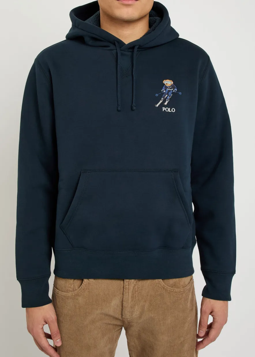 Hooded embroidered cotton-blend sweatshirt