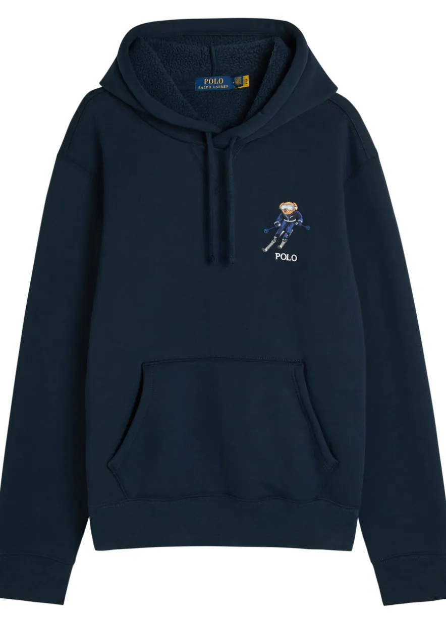 Hooded embroidered cotton-blend sweatshirt