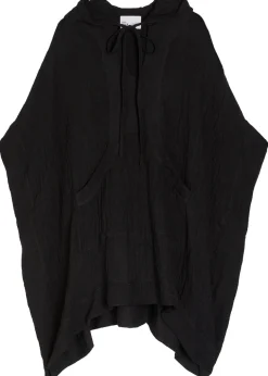 Hooded linen-blend beach poncho