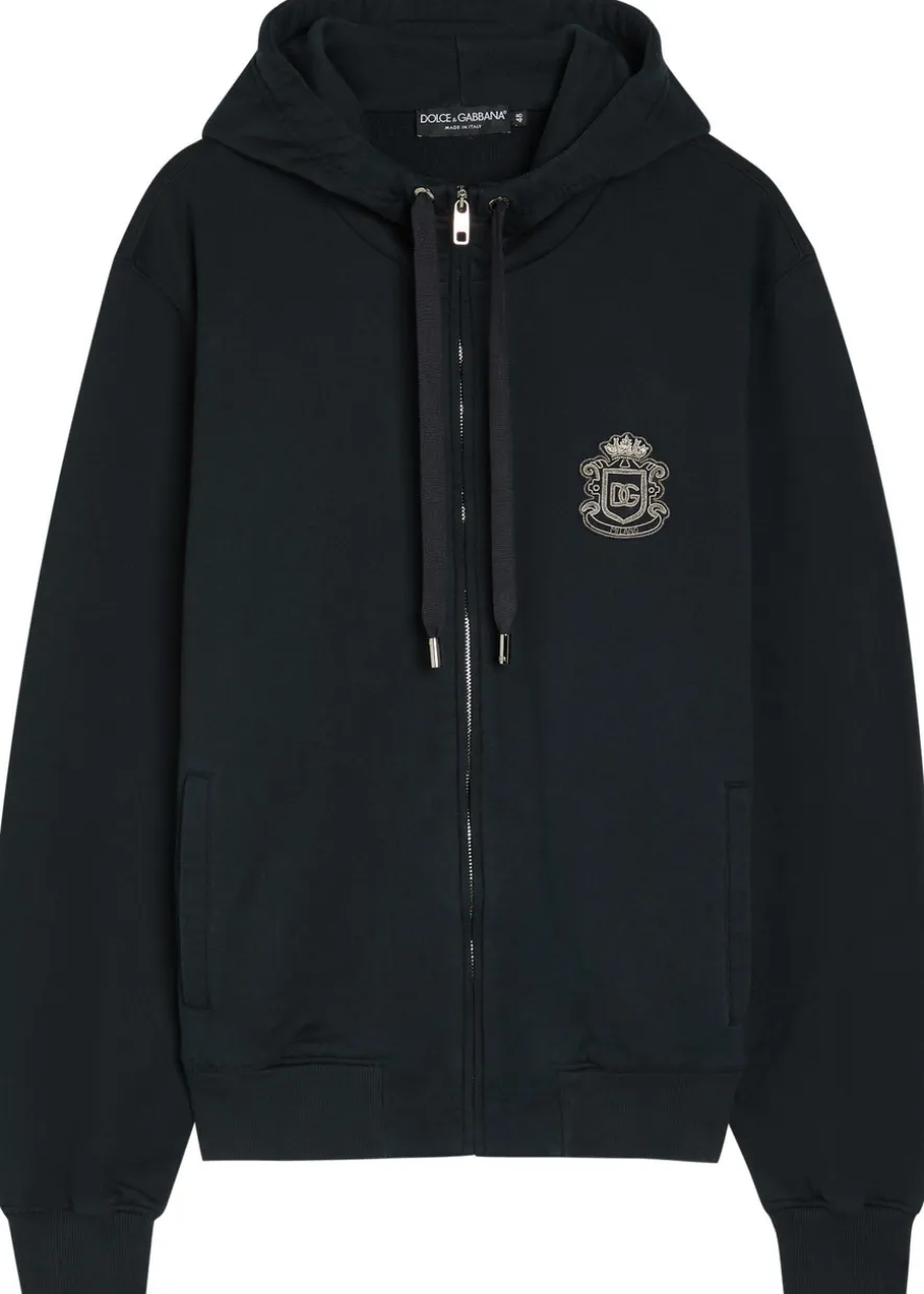 Hooded logo-embroidered cotton sweatshirt