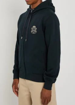 Hooded logo-embroidered cotton sweatshirt