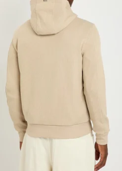Hooded padded stretch shell and cotton-knit jacket