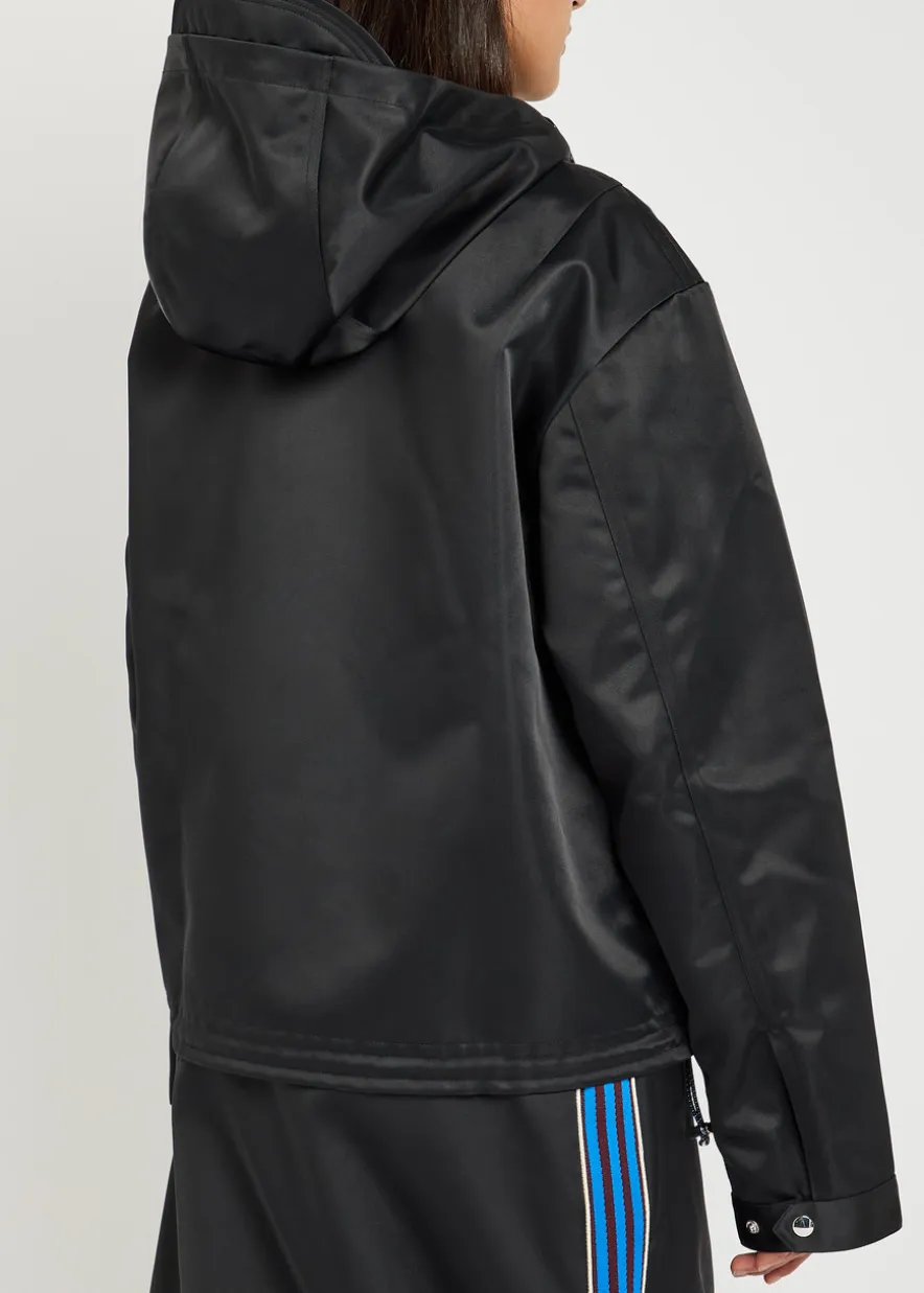 Hooded satin jacket