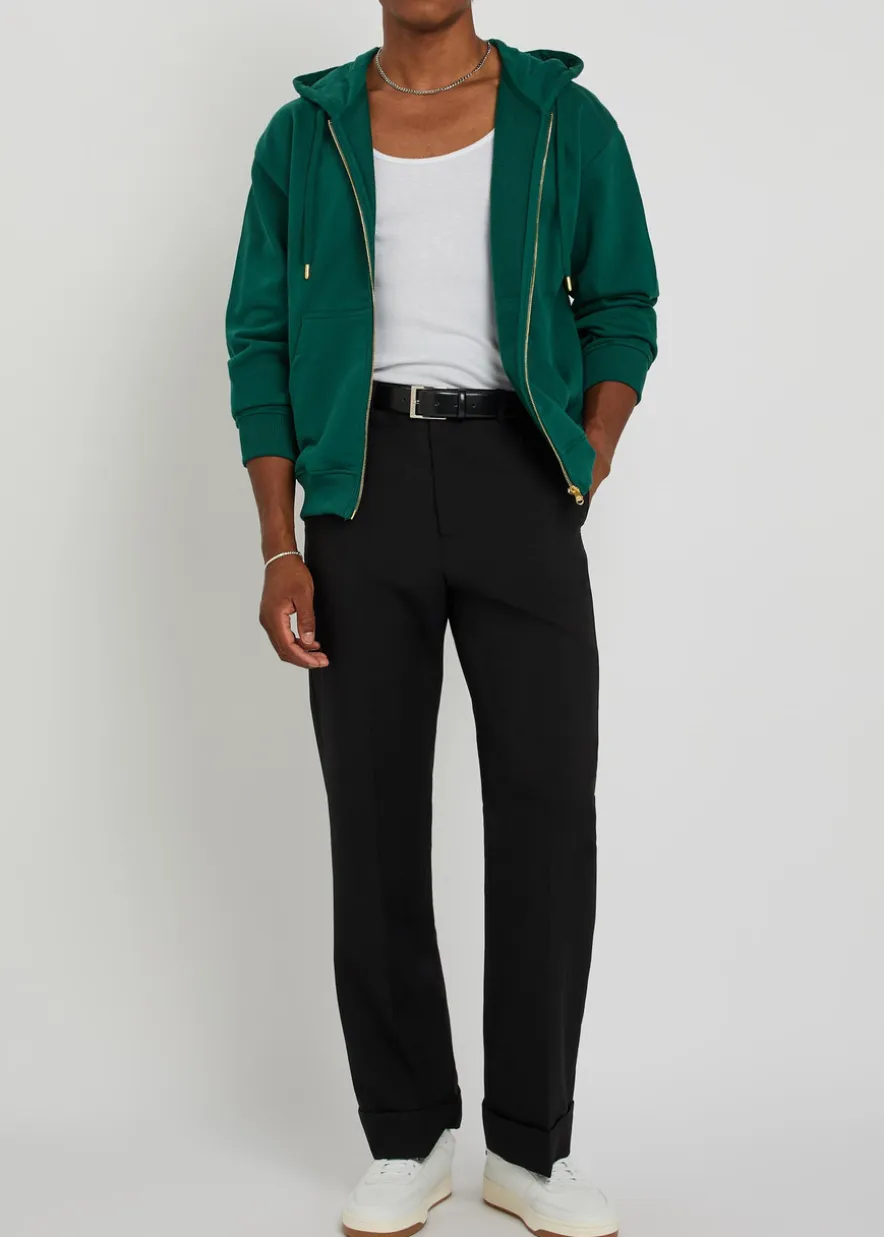 Hooded zip-through cotton sweatshirt