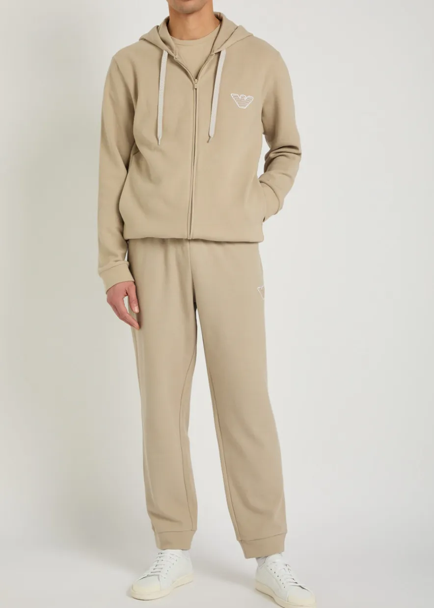 Hooded zip-through piqué cotton-blend sweatshirt