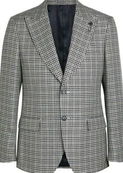 Houndstooth cotton and flax-blend blazer