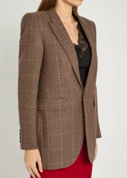 Houndstooth wool and cashmere-blend blazer