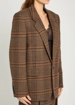 Houndstooth wool blazer