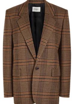 Houndstooth wool blazer