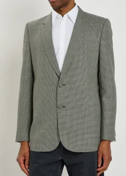 Houndstooth wool blazer