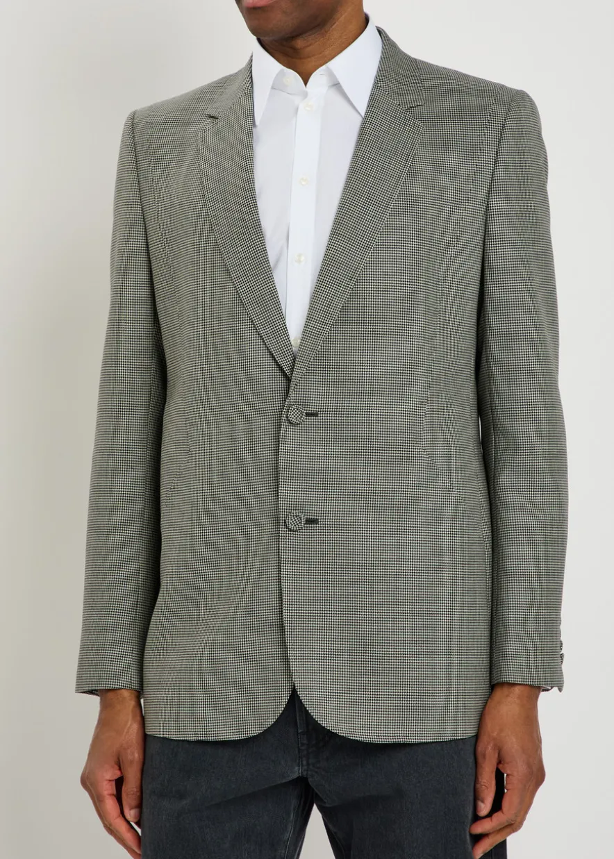 Houndstooth wool blazer