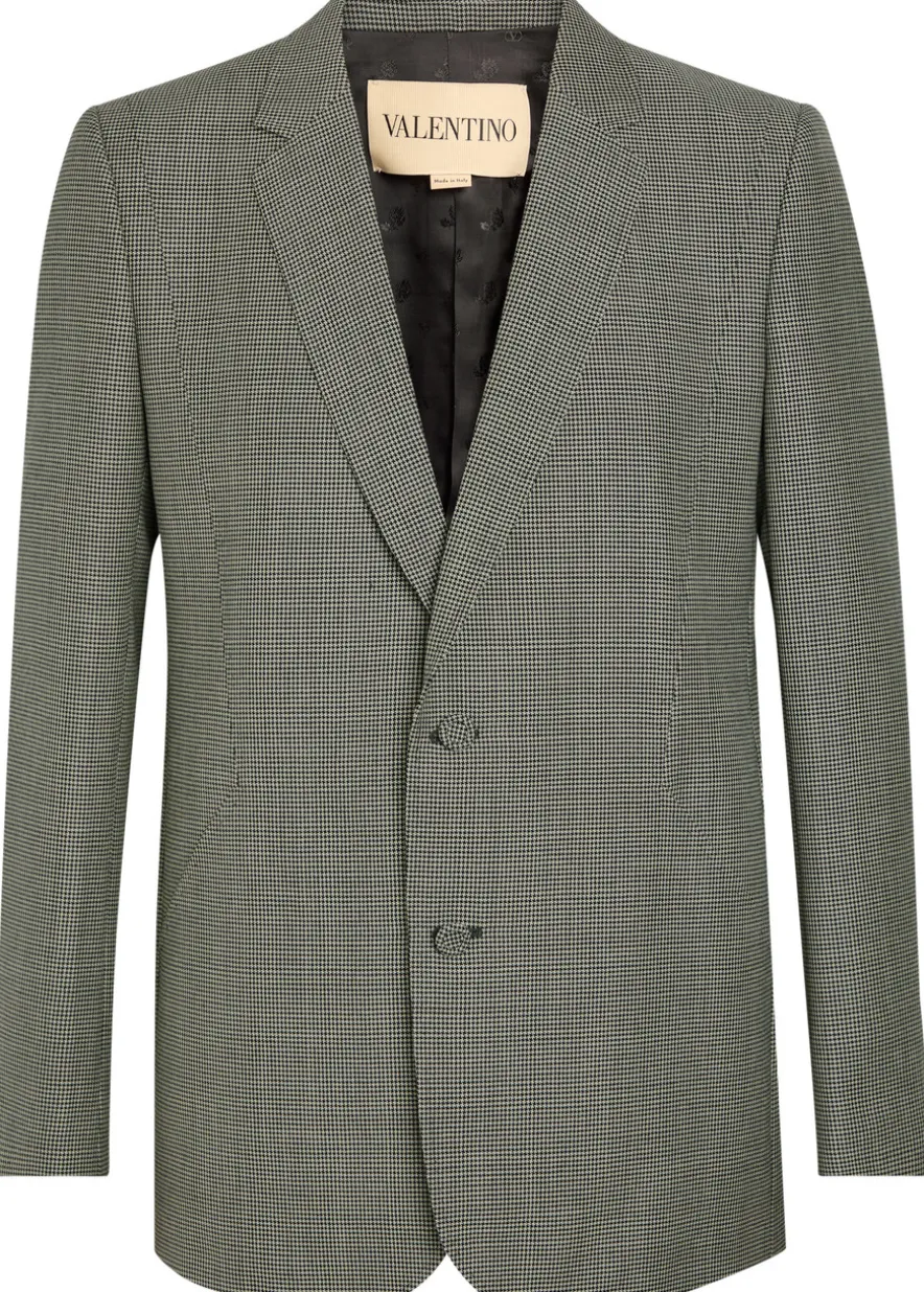 Houndstooth wool blazer
