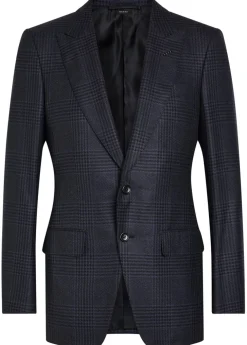 Houndstooth wool blazer