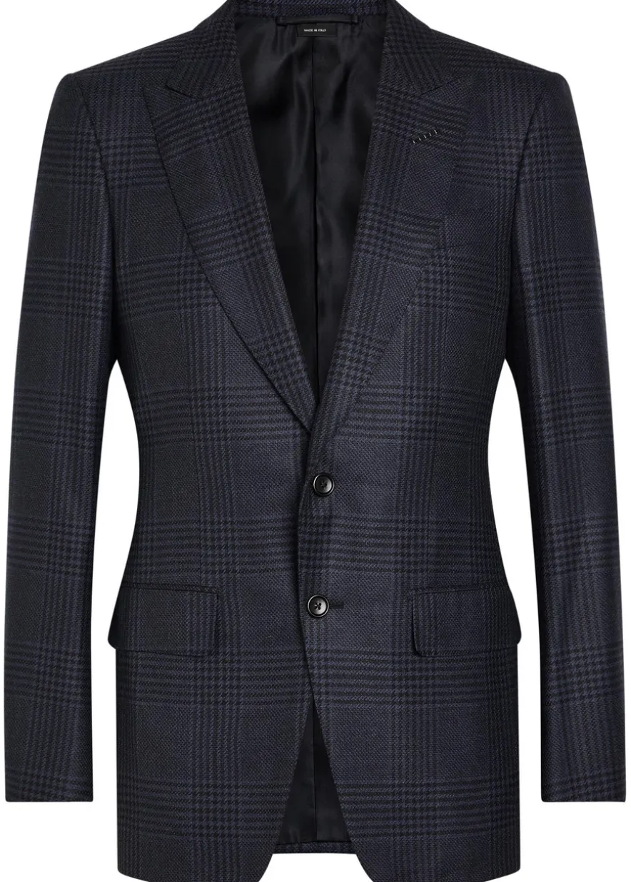 Houndstooth wool blazer