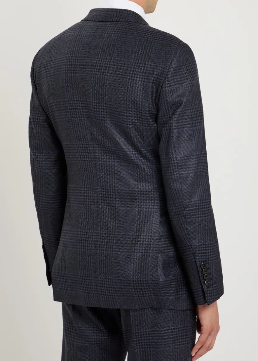 Houndstooth wool blazer