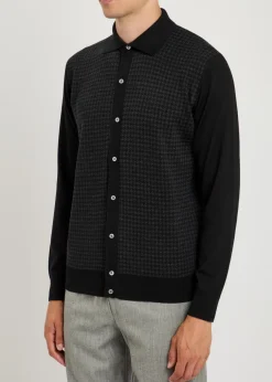 Houndstooth wool cardigan