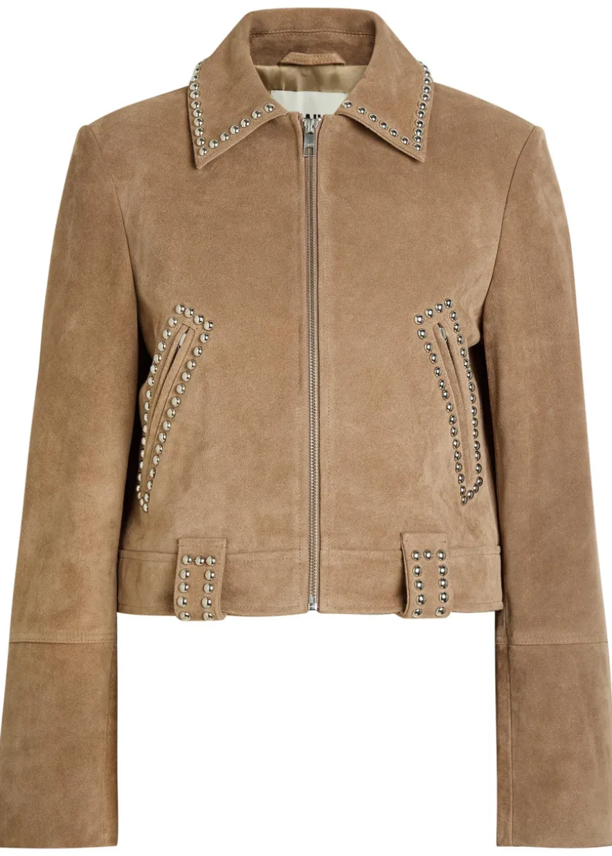 Hugo stud-embellished suede jacket