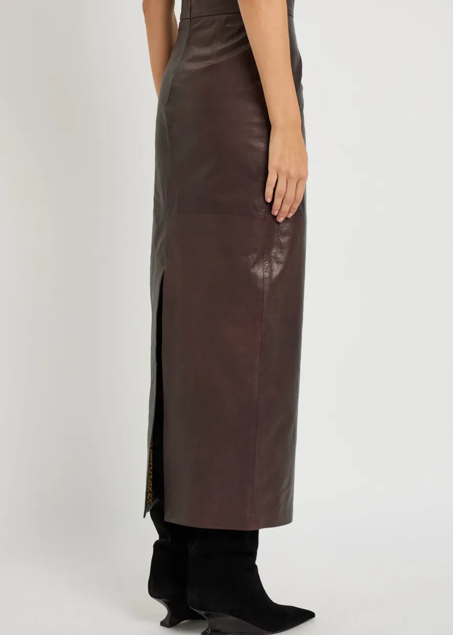 Huguette leather maxi skirt