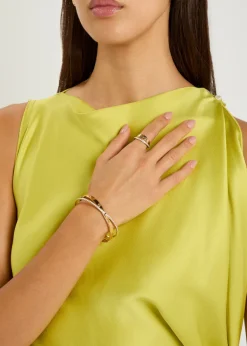 Icon Double pavé 18kt gold-plated ring