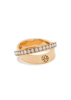 Icon Double pavé 18kt gold-plated ring